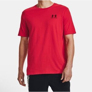UNDER ARMOUR Loose Sportstyle Left Chest Logo Red Short Sleeve Tee Shirt Large
